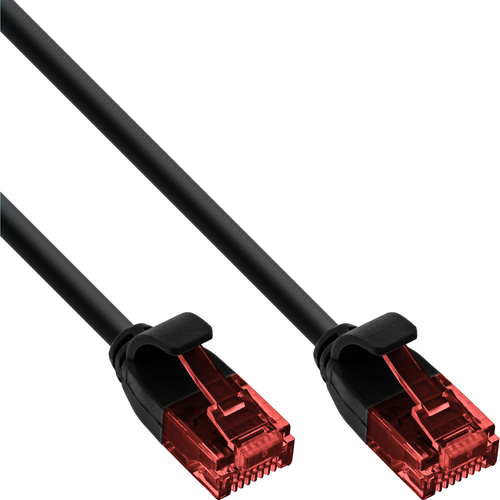 Product image: InLine Slim Patch cable, U/UTP, Cat.6, black, 1m