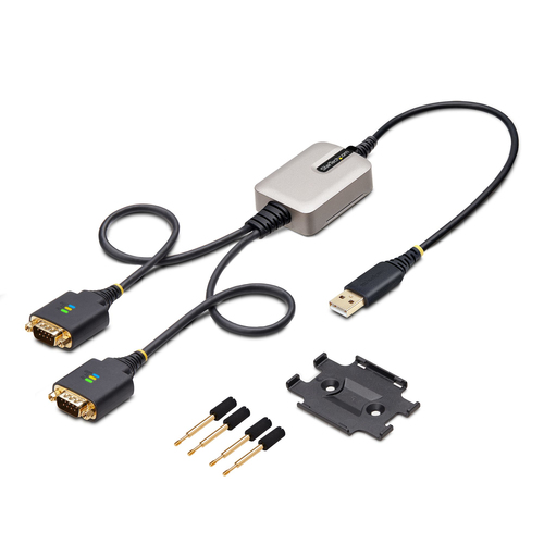 StarTech.com 2ft (60cm) 2-Port USB to Serial Adapter Cable, Interchangeable DB9 Screws/Nuts, COM Retention, USB-A to DB9 RS232, FTDI, Level-4 ESD Protection, Windows/macOS/ChromeOS/Linux - Rugged TPE Construction (2P1FFC-USB-SERIAL) USB / serielkabel 60cm – billede 8