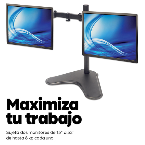 Soporte para dos monitores MANHATTAN  Movimiento con brazos de doble articulaci&oacute;n