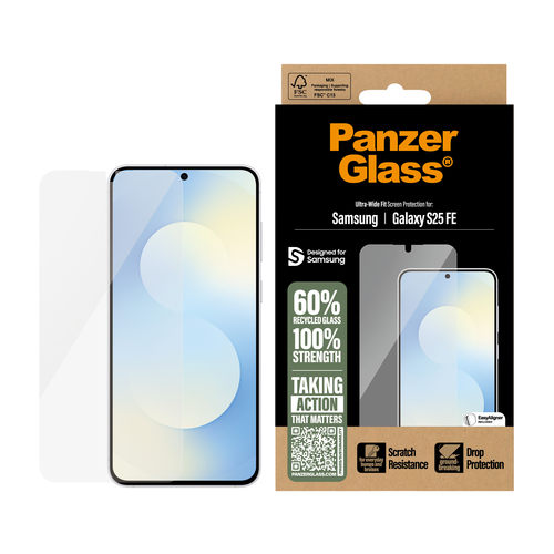 PanzerGlass Screen Protector Samsung Galaxy S25 FE 5G | Ultra-Wide Fit w. EasyAligner Skærmbeskytter – billede 2
