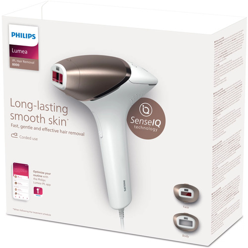 PHILIPS Lumea Appareil d'épilation IPL série 8000 avec technologie SenseIQ, 2 embouts pour le corps et le visage, pour utilisation avec fil BRI945/00 – Photo 2 sur 4