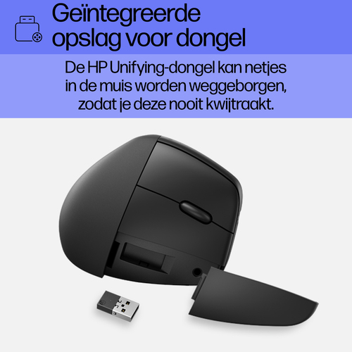 HP 925 - verticale muis - ergonomisch - 6 knoppen - draadloos - 2.4 GHz, Bluetooth 5.3 - draadloze ontvanger (USB) – Foto 5 van 11