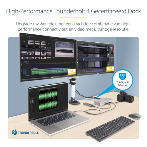 StarTech.com Thunderbolt 4 Multi-Display Docking Station, QuadTripleDual Monitor Dock, 2x HDMI2x DisplayPort, 7x USB Hub, 2.5 Gigabit Ethernet, 98W, afbeelding 9