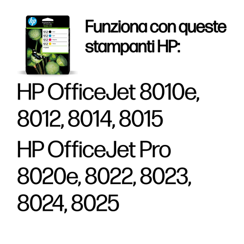 HP 912 Multipack – Multipack nero + ciano + magenta + giallo originale
