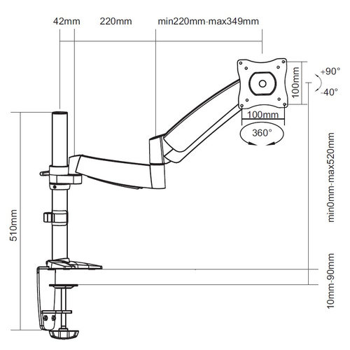 Equip 650112 monitorarm Wit, afbeelding 2
