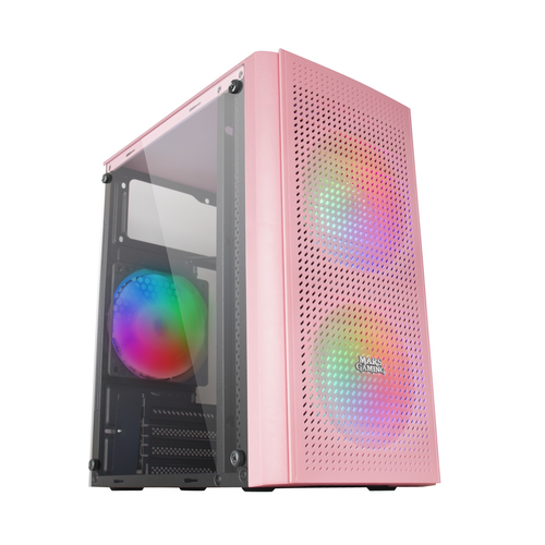 Mars Gaming MC300P Micro ATX Tempered Glass PC Case 3xFRGB Fan Pink – image 2