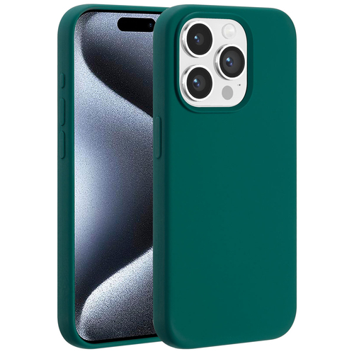 Accezz Liquid Silicone Backcover met MagSafe voor Apple iPhone 15 Pro Telefoonhoesje Groen