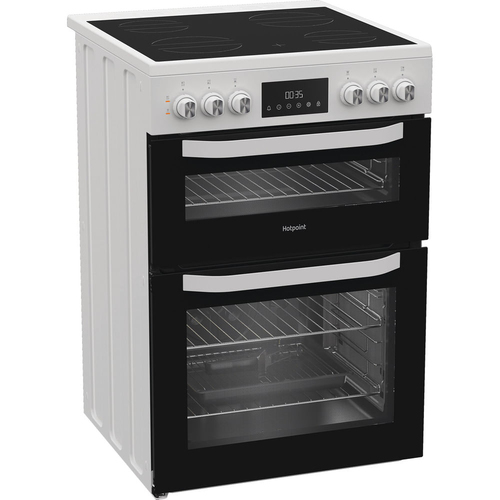 Hotpoint HTE6VDCW 60cm Wide Single Oven Electric Cooker with Ceramic Hob - White - A/A Rated, White - image 3
