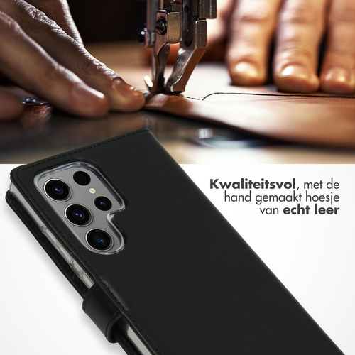 Selencia Echt Lederen Bookcase Samsung Galaxy S24 Ultra - Zwart, afbeelding 2