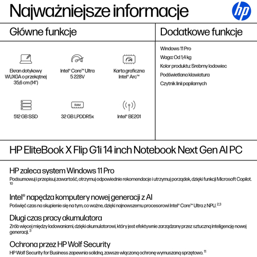 Laptop HP EliteBook X Flip G1i U5 228V 512GB/32GB/W11P/14.0