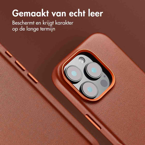Accezz MagSafe Leather Backcover voor iPhone 16 Pro Telefoonhoesje Bruin, afbeelding 3