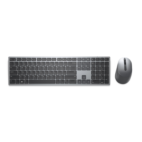 DELL KM7321WGY клавиатура Мышь входит в комплектацию Офисная РЧ беспроводной + Bluetooth Canadian Серый, Титановый