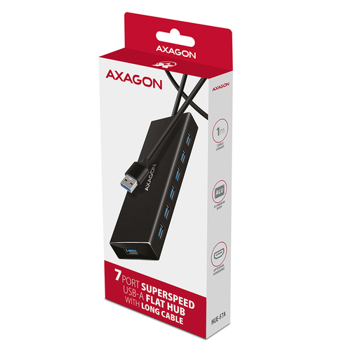 AXAGON SuperSpeed USB-A Flat-Hub mit 1 m Kabel USB-Hubs - USB 32 - 7 - Schwarz – Foto 9 von 9