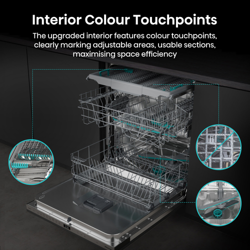 Hisense HV663A60UK Full-size Fully Integrated Dishwasher, Silver/Grey - image 6