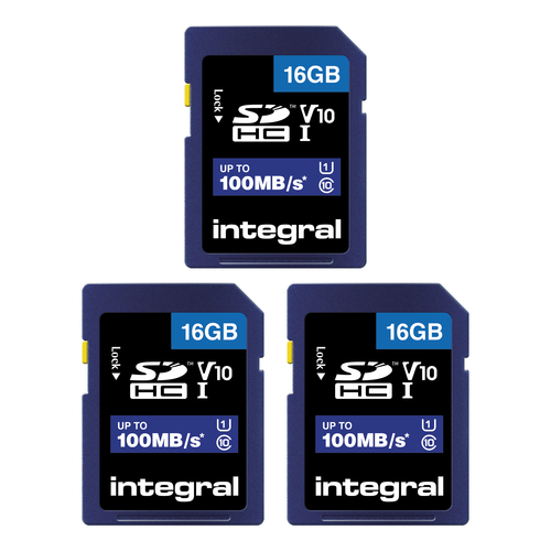 Integral 16GB 3PK SDHC UHS-1 U1 CL10 V10 UP TO R-100 W-20 MBS WITH METAL CARD CASE – image 3