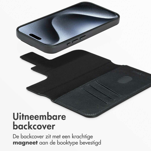 Accezz Leather Bookcase 2-in-1 met MagSafe iPhone 15 Pro - Onyx Black, afbeelding 6
