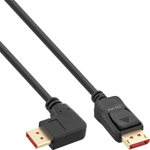 Product image: InLine DisplayPort 1.4 cable, 8K4K, right angled, black/gold, 2m
