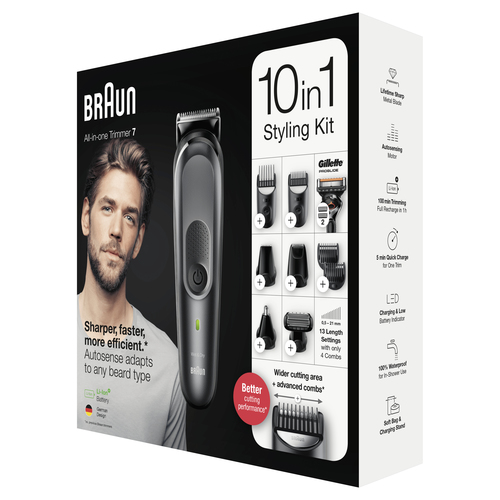 Braun All-in-one trimmer MGK7221, 10-in-1 trimmer, 8 attachments and Gillette Fusion5 ProGlide razor – image 5
