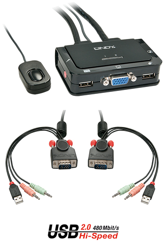 Lindy 2 Port VGA USB 2.0 Audio Cable