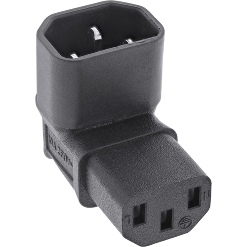 Product image: InLine Power supply adapter IEC 60320 C14/C13, up/down angled, 3pin. IEC device