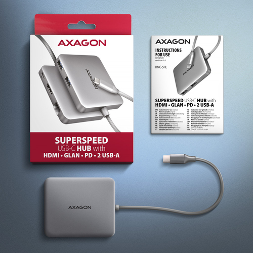 AXAGON SuperSpeed USB-C Hub USB-Hubs - USB 30 - 5 - silber – Foto 7 von 8