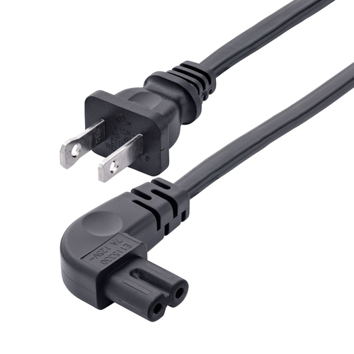 3FT (1M) LAPTOP POWER CORD, NEMA 1-15P TO RIGHT ANGLE C7, 7A 125V, 18AWG, LAPTOP