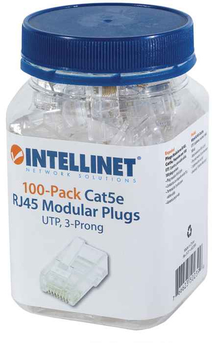 Intellinet PLUG RJ45 CAT5E SOLIDO UTP BOTE 100 PZAS ORO 15-MICRAS imagen 2