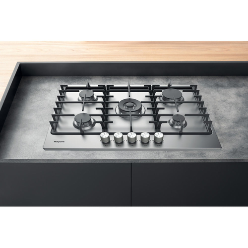 Hotpoint PPH75GDFIXUK 75cm 5 Burner Gas Hob in Stainless Steel Wok Bur - image 2