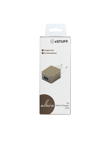 eSTUFF Home Charger 1 USB 2.4A Gold – image 2