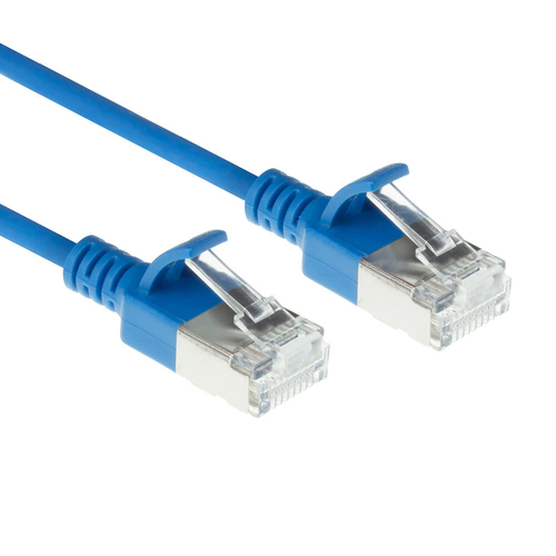 ACT Blauwe 5 meter LSZH S/FTP CAT6A slimline patchkabel snagless met RJ45 connectoren