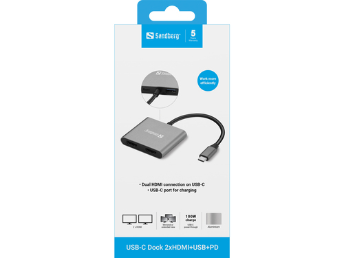 Sandberg USB-C Dock 2xHDMI+USB+PD – image 6