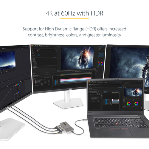 StarTech.com 3-Port USB-C Multi-Monitor Adapter, USB Type-C to 3x DisplayPort 1.4 MST Hub, Triple 4K – image 8