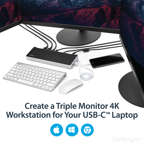 StarTech.com 4K USB-C Dock, Triple UHD 4K Monitor Docking Station, Mac & Windows, USB C to HDMI & DisplayPort – image 9