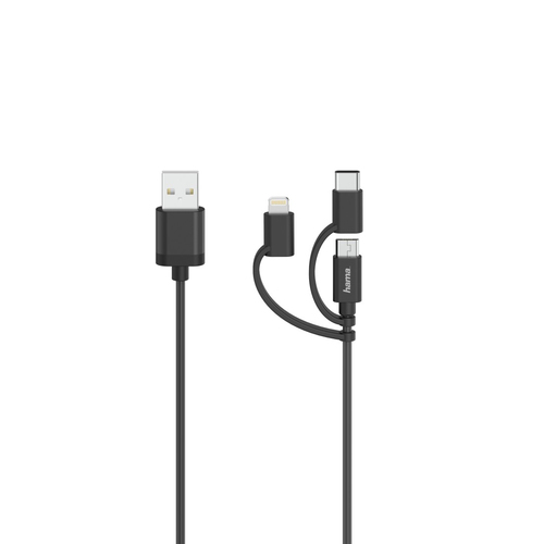 Hama 00200617 USB кабель USB 2.0 0,75 m USB A USB C/Micro USB A/Lightning 0,48 Gbit/s Черный