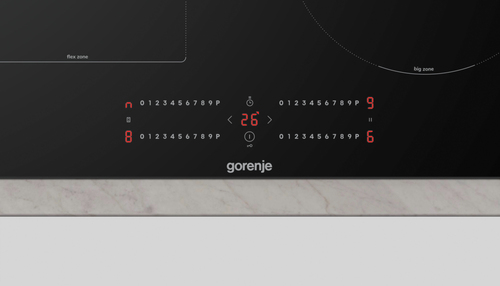 Gorenje 60 cm induktionshäll med fyra zoner och intuitiv sliderstyrning för exakt värmejustering. BridgeZones ger flexibel yta för större kokkärl, medan PowerBo – image 6
