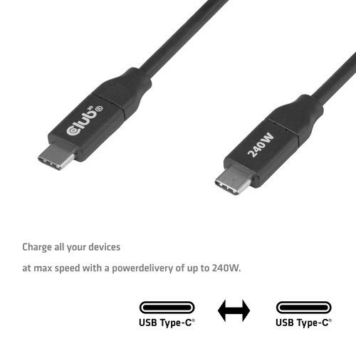 CLUB3D USB-C® veilige kabel 240W zonder dataoverdracht 2m/6,56ft, afbeelding 4