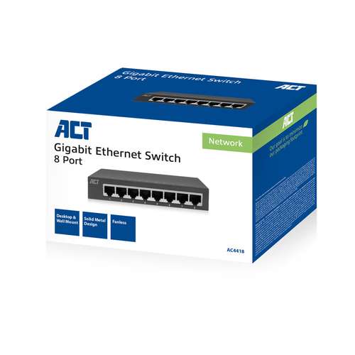 8 POORTS, NETWERKSWITCH, 1GBPS. 1 stk, afbeelding 2