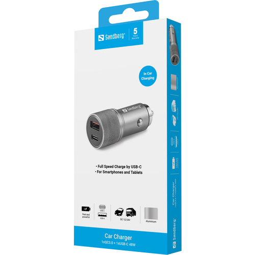 Sandberg Car Charger 1xQC3.0+1xUSB-C – image 3
