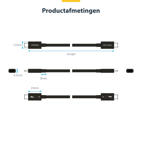 STARTECH 80cm Thunderbolt 5 Cable 8K, afbeelding 5