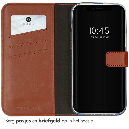 Selencia Echt Lederen Bookcase iPhone 14 Plus - Lichtbruin, afbeelding 3