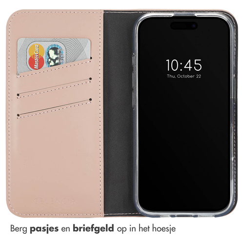 Selencia Echt Lederen Bookcase iPhone 16 Plus - Dusty Pink, afbeelding 3