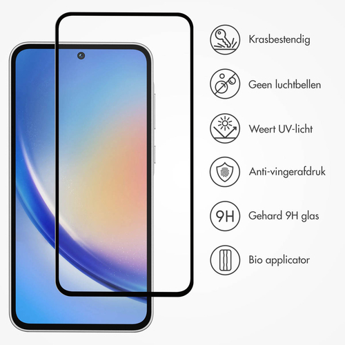 Accezz Gehard Glas Full Cover Screenprotector met applicator Samsung Galaxy A35 / A55 - Transparant, afbeelding 3