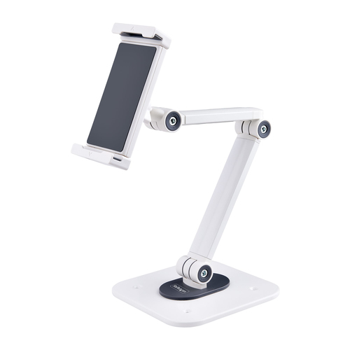 StarTech.com Adjustable Tablet Stand for Desk, Desk/Wall Mountable, Supports Up to 2.2lb, Universal Tablet Stand Holder for Desk, Articulating Tablet Mount Pivot/Swivel/Rotate - Ergonomic Tablet Stand (ADJ-TABLET-STAND-W) Tablet Stativ