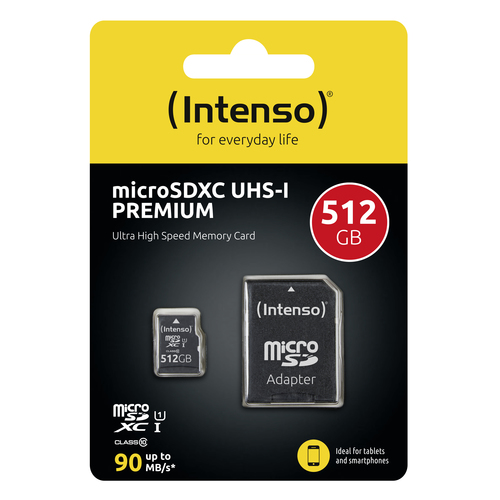 Intenso Premium microSDXC-kaart 512 GB Class 10, UHS-I Incl. SD-adapter – Foto 3 van 5