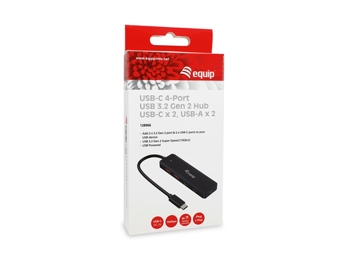 aquip USB-Hub 4-Port 3.2 ->2xUSB-C, 2xUSB-A o.voeding zwart, afbeelding 7