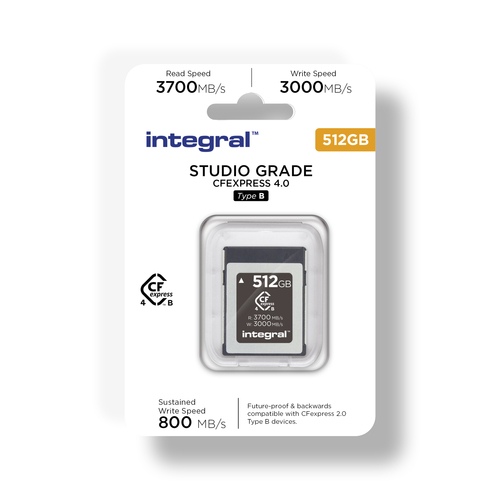 Integral 512GB CFEXPRESS MEMORY CARD 4.0 TYPE B UP TO R-3700 W-3000 MBS SUSTAINED WRITE 800MBS STUDIO GRADE -12C ~ 72C TBW 300 – image 2