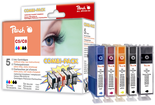 Peach PI100-53 ink cartridge 5 pc(s) Compatible Standard Yield Black, Cyan, Magenta, Yellow