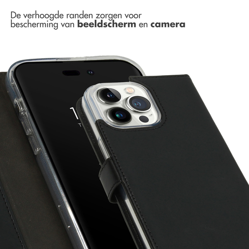 Selencia Echt Lederen Bookcase iPhone 14 Pro Max - Zwart, afbeelding 4