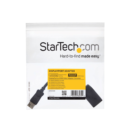 StarTech.com Adaptador DisplayPort a HDMI - Conversor de Vídeo DP a HDMI - 1080p - con Certificación VESA - Convertidor Pasivo Dongle DP a Monitor/Projector HDMI con Conector DP con Pestillo