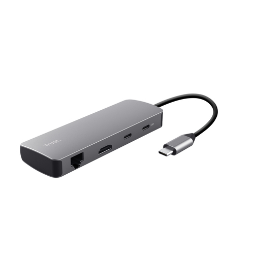 Trust DALYX 8-IN-1 MULTIPORT ADAPTER USB Hub Grijs